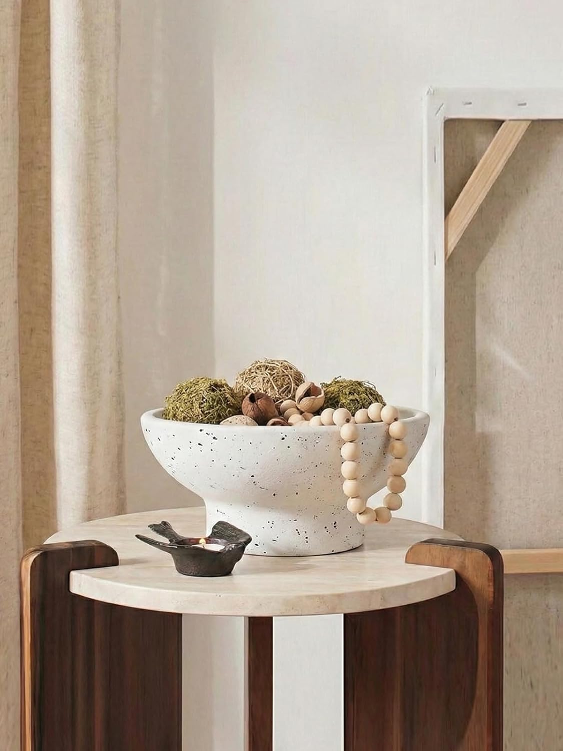 LE TAUCI 10" Ceramic Decorative Bowl, Key Bowl for Entryway, Handcrafted Sturdy Pedestal Bowl, French Country Fruit Bowl for Kitchen Counter, Centerpiece, Vine Green