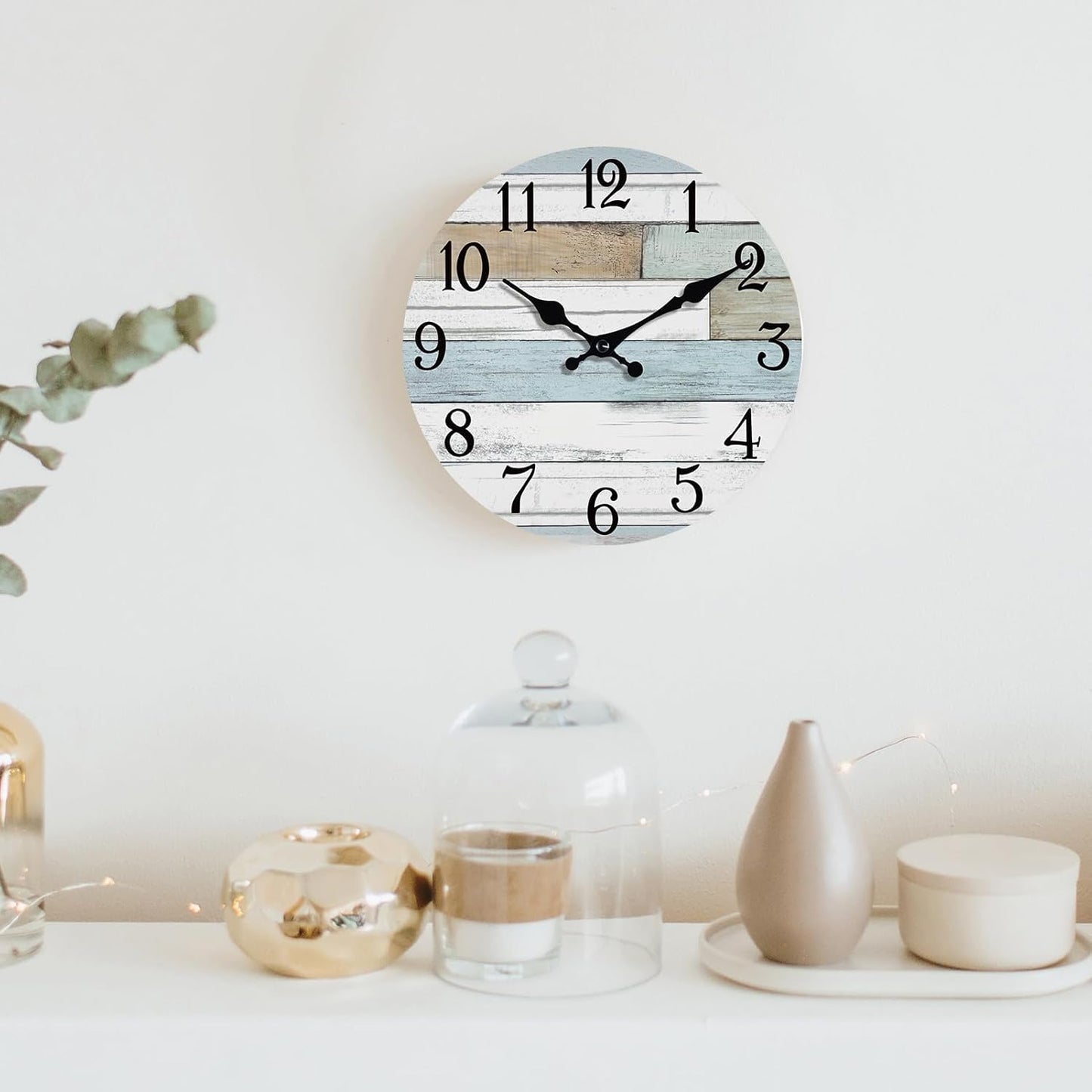 KECYET Wall Clock Battery Operated 8 Inch Silent Non Ticking Coastal Design Country Rustic Retro Decorative for Bathroom Kitchen Living Room Bedroom