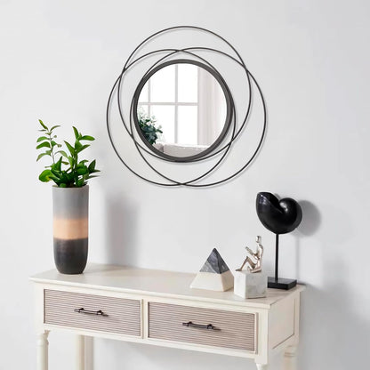 Gold Sunburst Mirrors for Wall Decorative Metal Round Art Mirrors Large Wall Decor Hanging Mirror for Bathroom Bedroom Living Room Vanity Entryway 16"