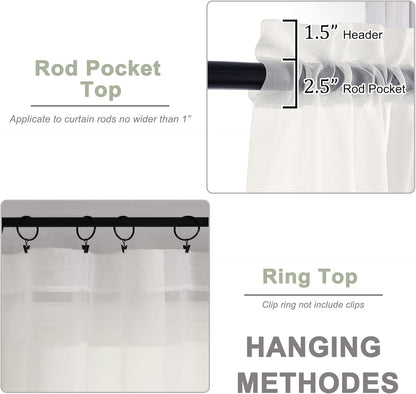 OWENIE Sheer Curtains 84 inches Long 2 Panels Set for Living Room/Bedroom, Rod Pocket Voile Sheer Panel Drapes, White, 2pcs, Each 42" W x 84" L - Colors B