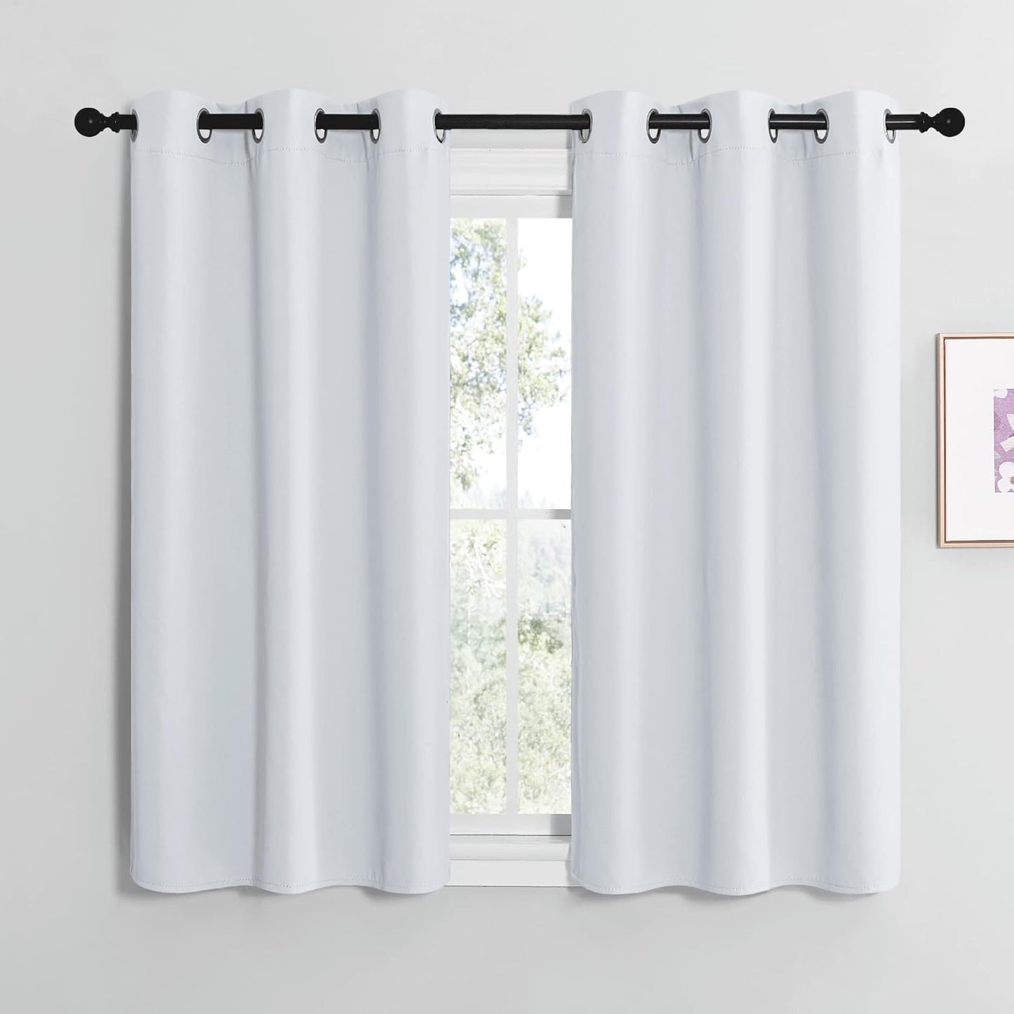 NICETOWN Halloween Pitch Black Solid Thermal Insulated Grommet Blackout Curtains/Drapes for Bedroom Window (2 Panels, 42 inches Wide by 63 inches Long, Black) - Colors A