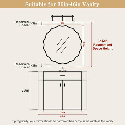 WallBeyond Round Wavy Mirror for Wall Decorative 24 inch, Modern Round Mirror Aluminum Frame for Bathroom Bedroom Living Room Home House Office Entryway, Gold