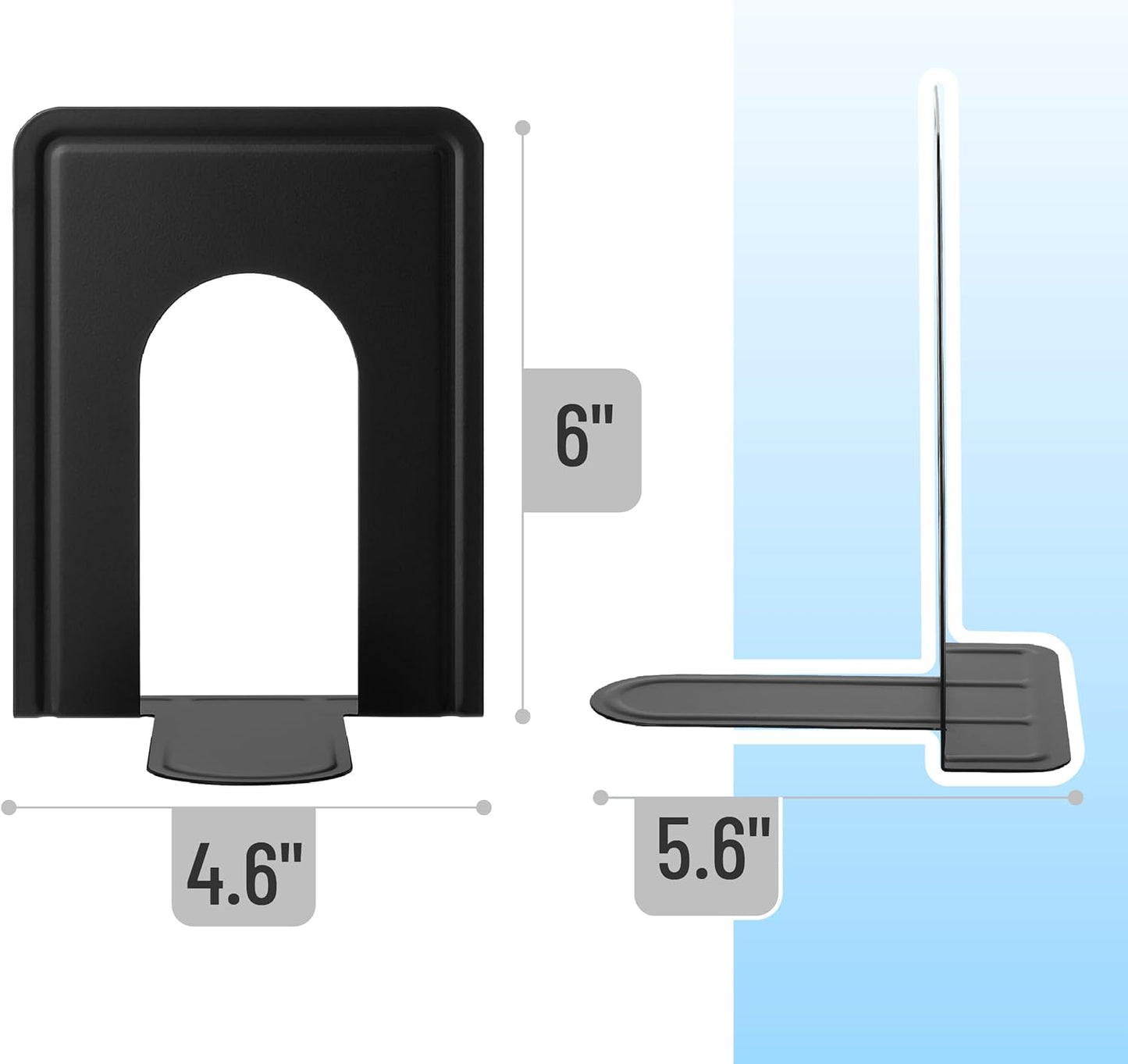 Mr. Pen- Book Ends, Black, 4 Pack, Heavy Duty Metal Bookends for Shelves, Book Holders for Shelves, Metal Bookends