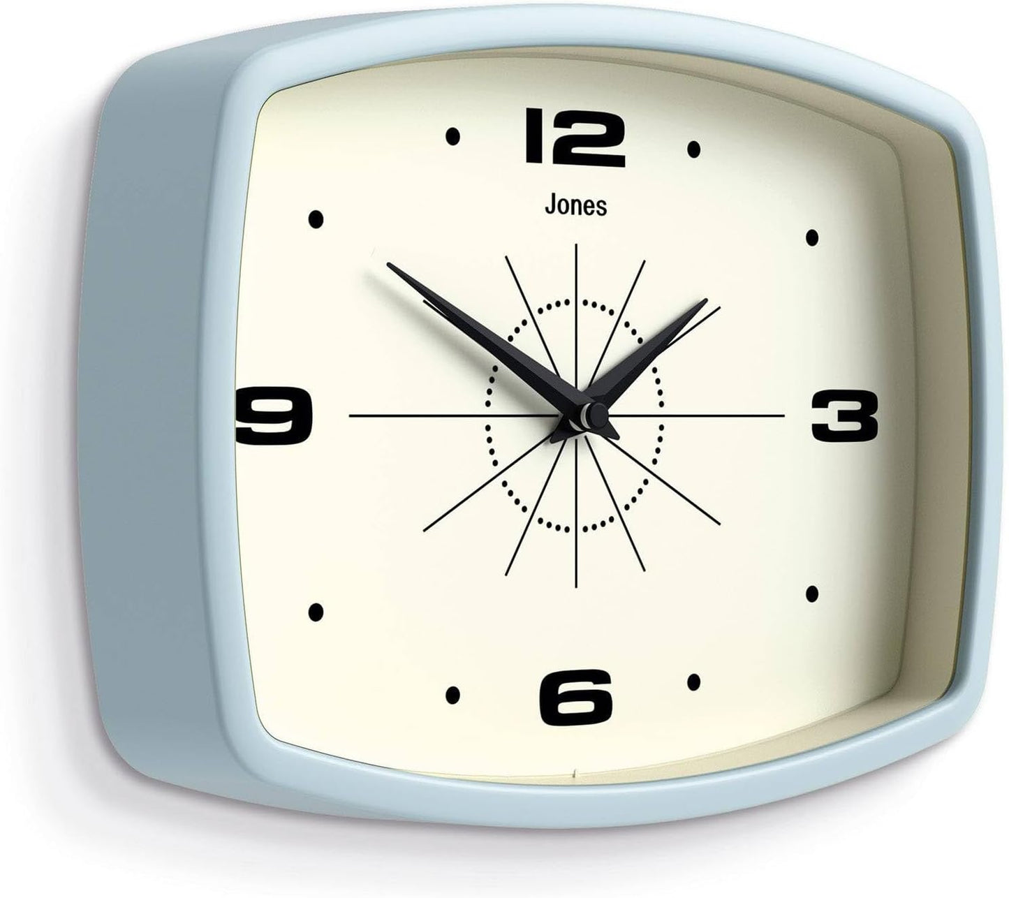 JONES CLOCKS® Movie wall Clock | Retro Rectangular Clock | 10 inch | Orange | Cool mid-Century Designer Look for Kitchen, Living Room or Office