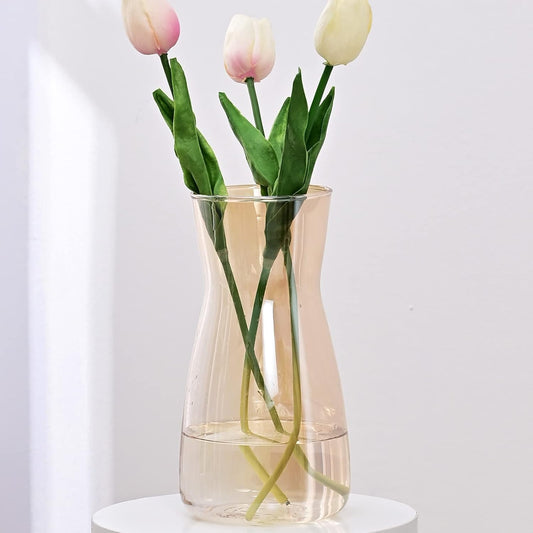 8 inch Clear Glass Flower Vases for Centerpiece Table Home Indoor Desk Decor,Ins Modern Boho Style Vase for Wedding Housewarming Gift