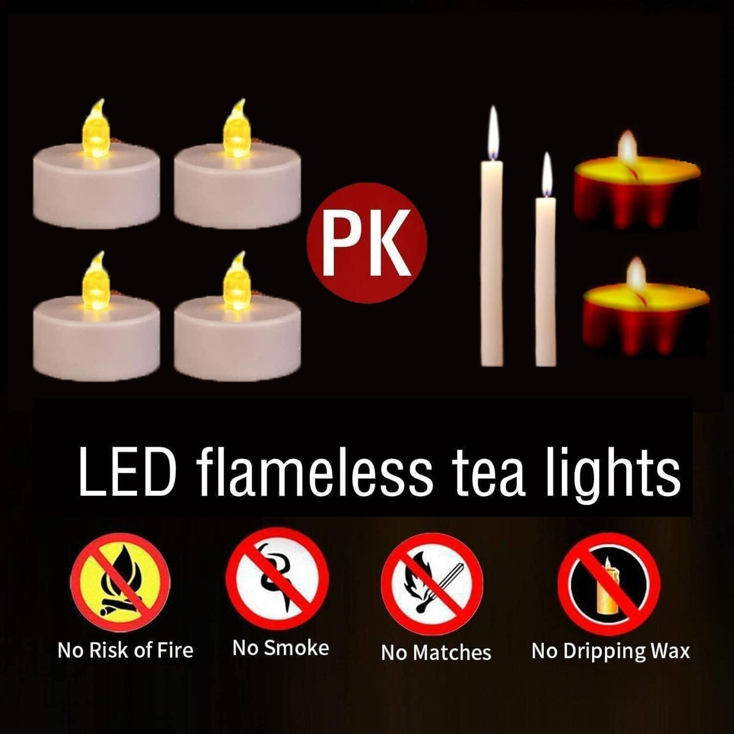 Battery Operated LED Tea Lights: 24PACK Flameless Votive Candles Lamp Realistic and Bright Flickering Holiday Gift Long Lasting 200Hours for Seasonal & Festival Celebration Warm White