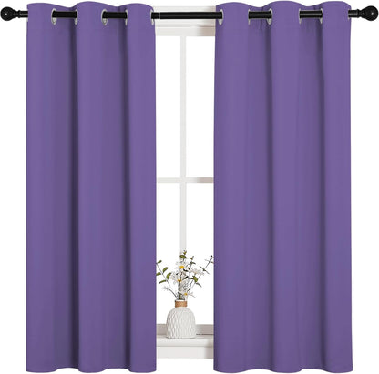 NICETOWN Halloween Pitch Black Solid Thermal Insulated Grommet Blackout Curtains/Drapes for Bedroom Window (2 Panels, 42 inches Wide by 63 inches Long, Black) - Colors D