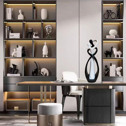 Couple Statue for Home Decor,Hugging Couple Figurines,Valentines Decor,Modern Romantic Sculptures for Living Room Bedroom Office(White+Black)