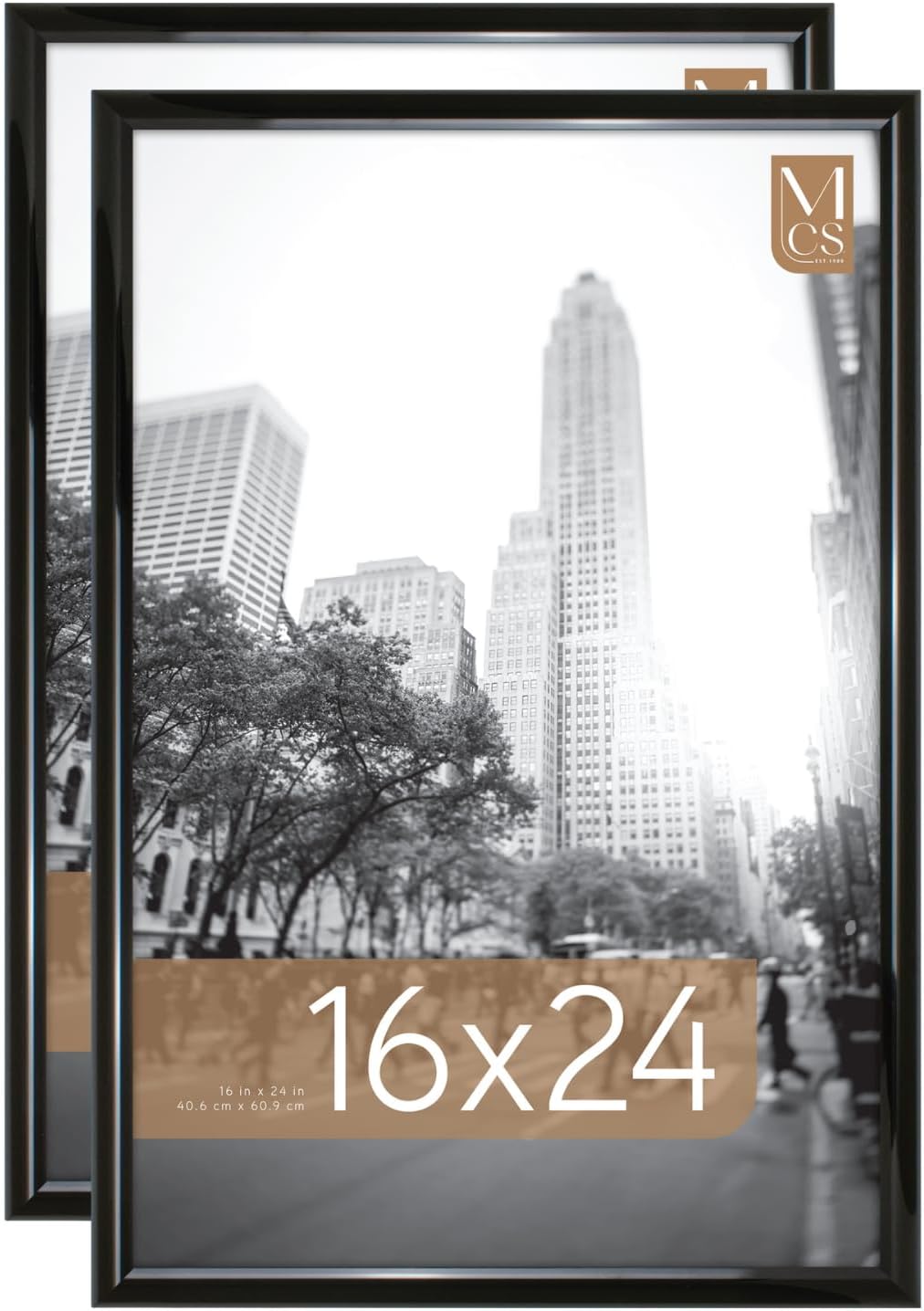 MCS Trendsetter 24x36 Poster Frame Black High-Gloss, Vertical & Horizontal Wall Hanging Large Picture Frame for Photos, Posters & Art Prints (1-Pack)
