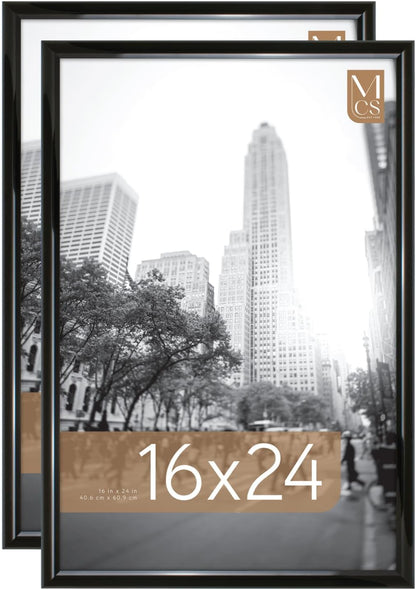 MCS Trendsetter 24x36 Poster Frame Black High-Gloss, Vertical & Horizontal Wall Hanging Large Picture Frame for Photos, Posters & Art Prints (1-Pack)