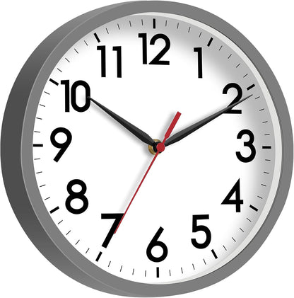 AKCISOT Wall Clock, Modern Small Wall Clocks Battery Operated 8 Inch, Silent Non-Ticking Analog Classic for Office, Home, Bathroom, Kitchen, Bedroom, School(Black)