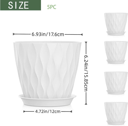 4 Inch Plant Pots, 6 Pack Indoor Flower Pots, Planters with Drainage Holes and Trays for Orchids, Violets, Succulents, Herbs, and Other Plants,Corolful