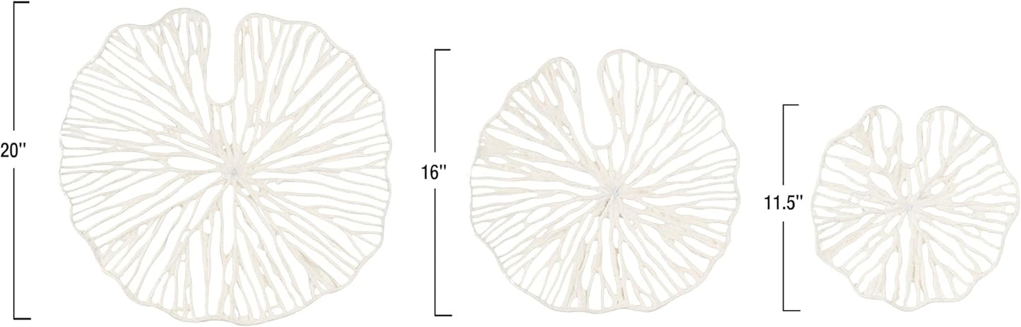 Creative Co-Op Handmade White Coral Shaped Paper & Metal Wall Décor (Set of 3 Sizes)