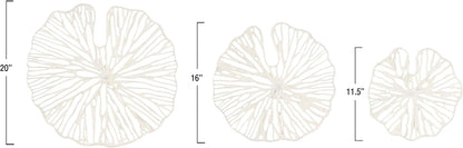Creative Co-Op Handmade White Coral Shaped Paper & Metal Wall Décor (Set of 3 Sizes)