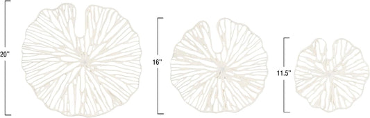 Creative Co-Op Handmade White Coral Shaped Paper & Metal Wall Décor (Set of 3 Sizes)