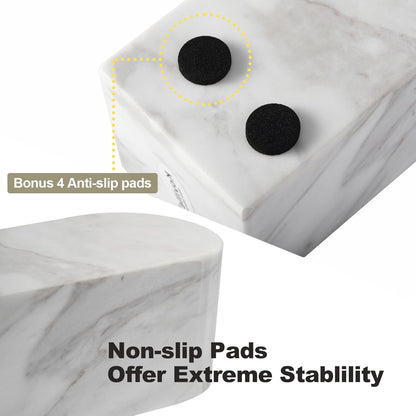 Koville African Natural Marble Bookends for Shelves, Non-Slip Book Ends, 13LBS Ultra Heavy Duty Marble Book Holder Organizer, Apartment Decor for Movies/CD/Video Games(Namib Fantasy)