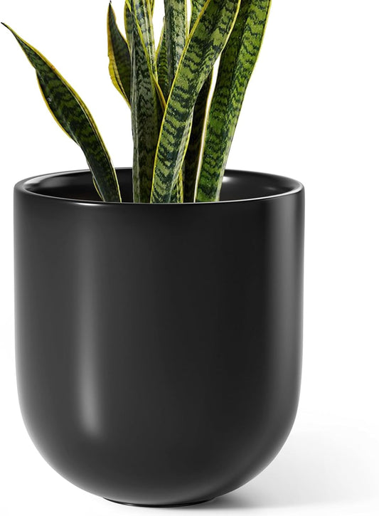 LE TAUCI 12 Inch Pots for Plants, Ceramic Large Planters for Indoor Plants, Indoor Plant Pots for Home Garden Patio Office, Planter Pots with Drainage Hole and Rubber Plug, Neutral Gray