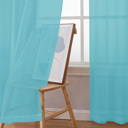 Chyhomenyc Sheer White Valances for Windows 2 Pack, Small Window Curtains for Living Room Bathroom Cafe Laundry Basement, Modern Top Dual Rod Pocket Voile Curtain, 42W x 14L inches, White - Colors A