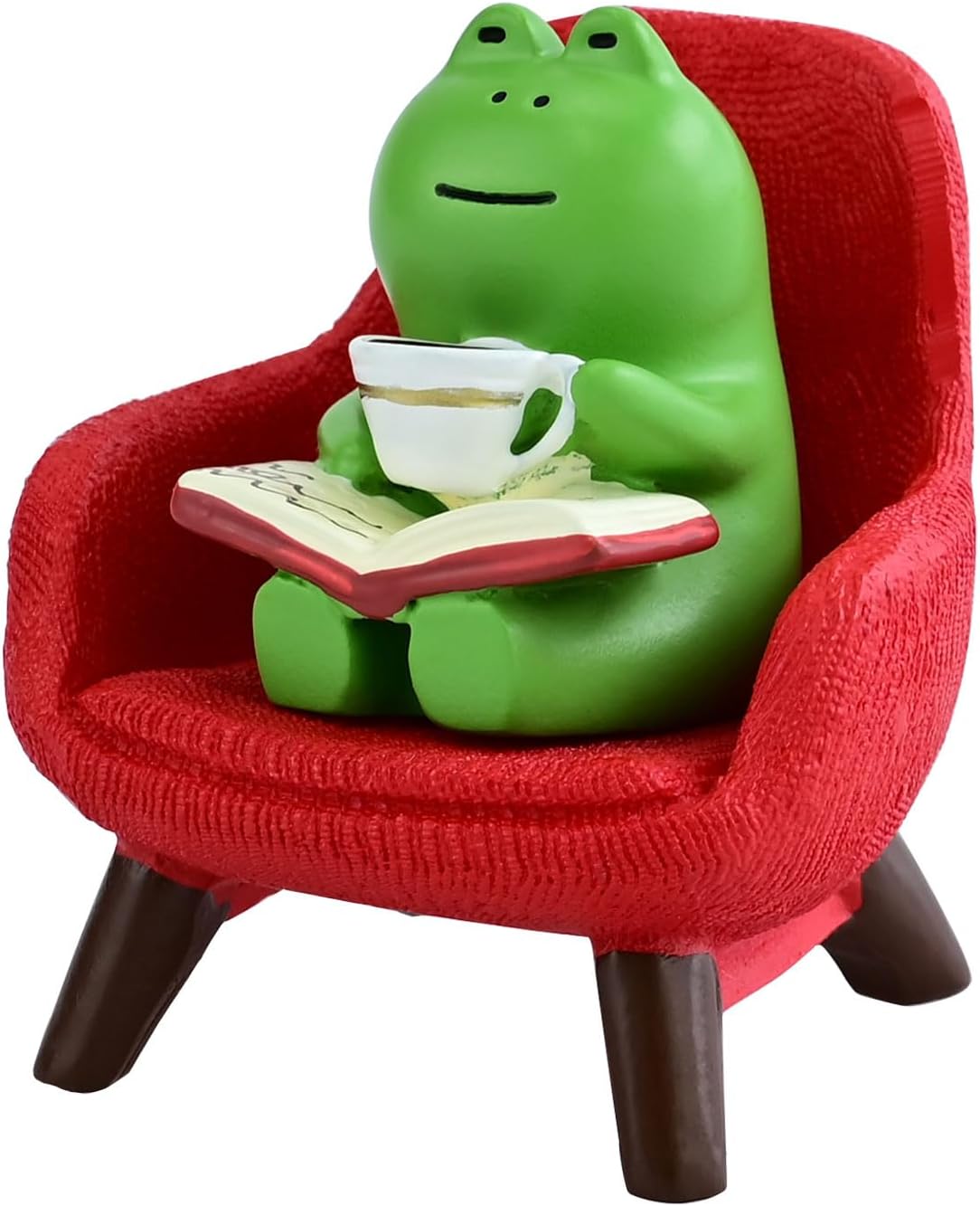 Mevodeata Cute Mini Frog Figurine with Small Sofa Resin Figure for Office Home Decor for Frog Lovers (Rocking Chair)