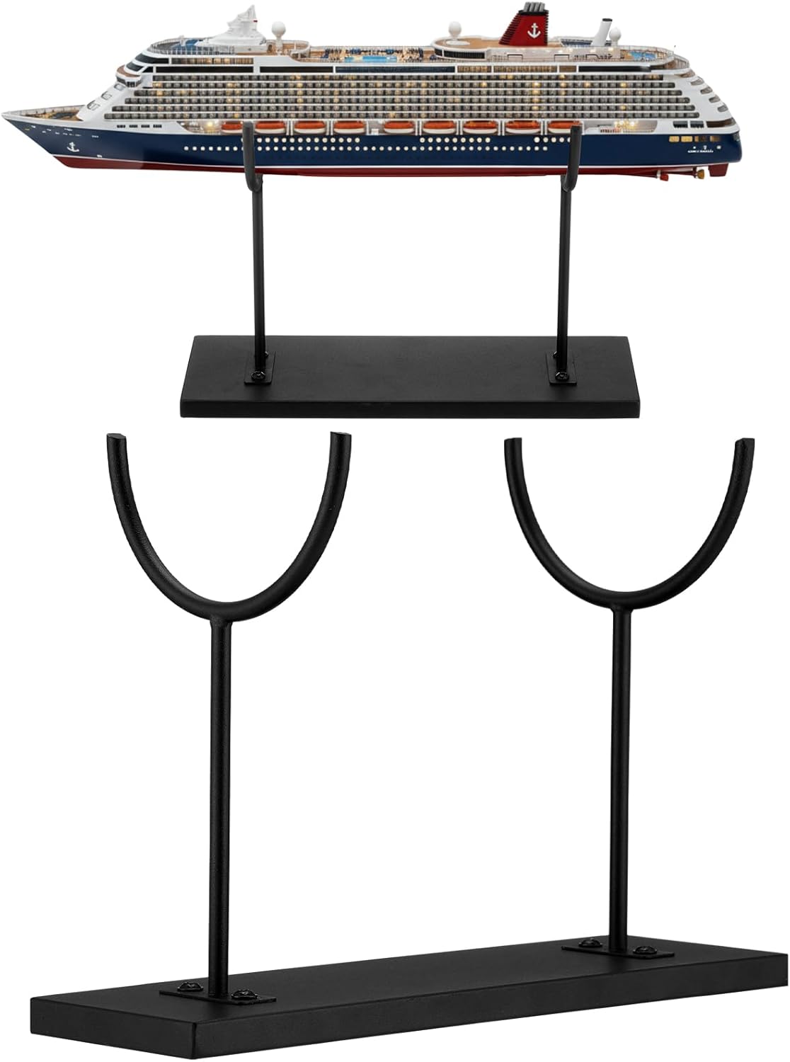 Double U-shaped Metal Display Stand Holder Large Black Rack for Sculptures Art Objects Collections Product Display Stand, Museum Home Office Desktop Tabletop Storage