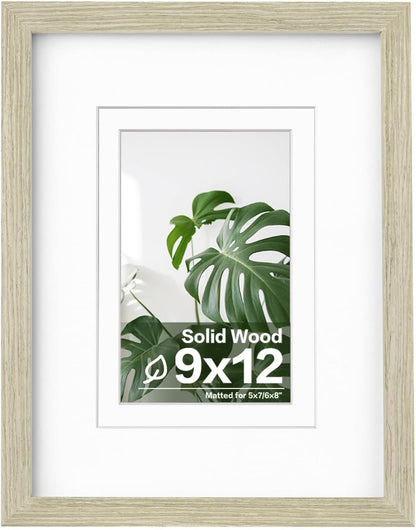 Egofine 12x16 Picture Frame Black, Covered by Plexiglass Made of Solid Wood, Display Pictures 9x12 and 11x14 with Mat or 12x16 Without Mat, for Wall Mounting Photo Frame - Colors B