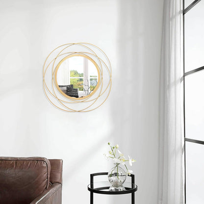 Gold Sunburst Mirrors for Wall Decorative Metal Round Art Mirrors Large Wall Decor Hanging Mirror for Bathroom Bedroom Living Room Vanity Entryway 16"