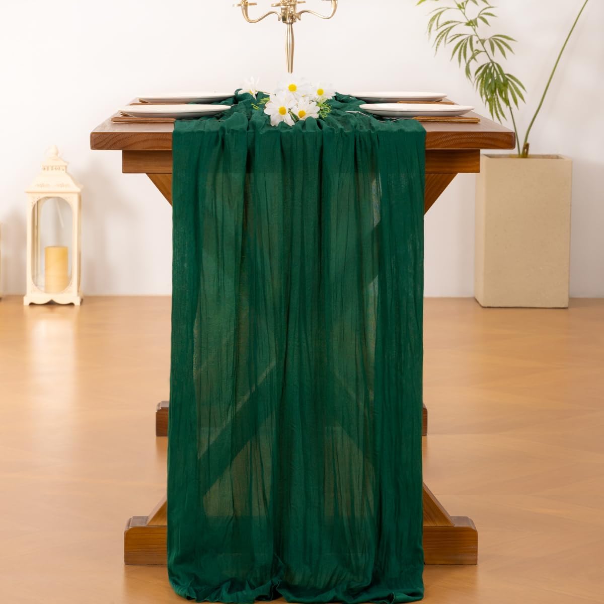 Socomi 3pcs Sage Green Cheesecloth Table Runner Summer Boho Rustic Gauze 120 inch 10FT Cheese Cloth Sheer Runner for Wedding Party Baby Shower Home Decor Holiday Decorations