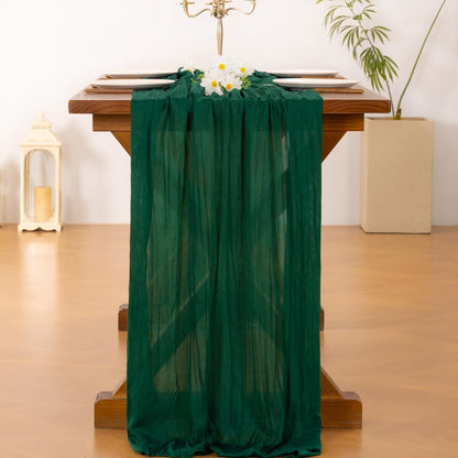 Socomi 3pcs Sage Green Cheesecloth Table Runner Summer Boho Rustic Gauze 120 inch 10FT Cheese Cloth Sheer Runner for Wedding Party Baby Shower Home Decor Holiday Decorations