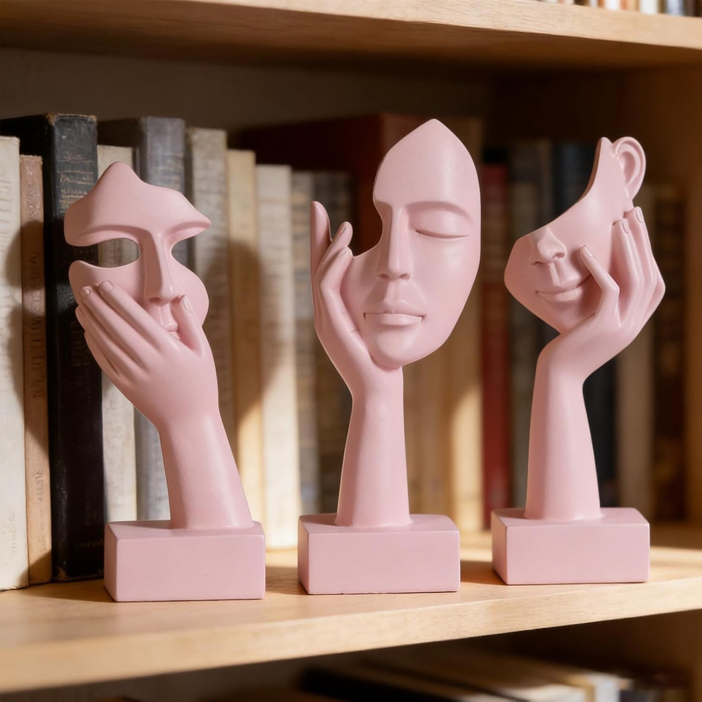 3 Pcs Thinker Small Statue Set - Black Gold Home Decor Abstract Art Figurines for Shelves, Living Room Coffee Table, Office Desktop (3 Pcs Gold, 6")