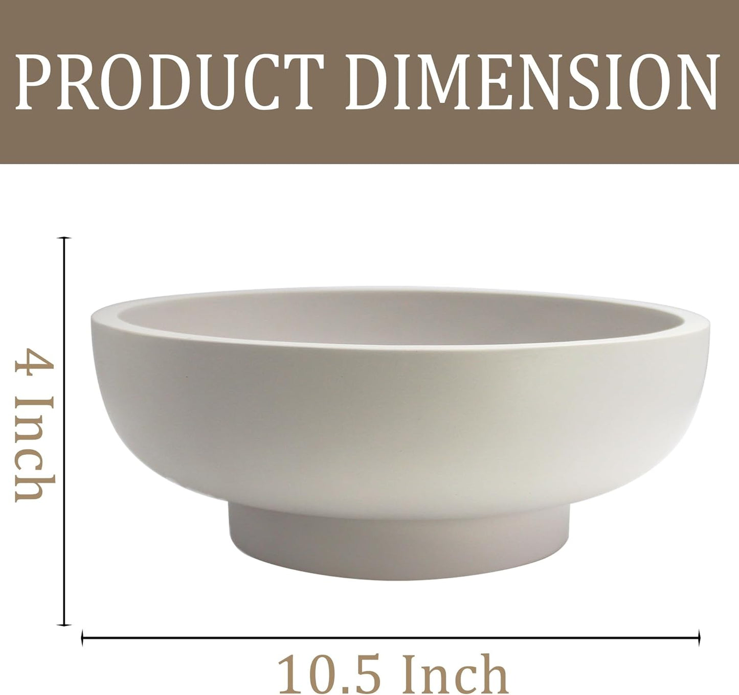 LIN CHUAN Large Decorative Bowl, Fruit Bowl for Kitchen Counter, Modern Resin Bowl for Home Decor, Key Holder for Entry Table, Sand Beige