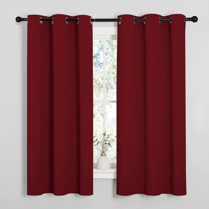 NICETOWN Halloween Pitch Black Solid Thermal Insulated Grommet Blackout Curtains/Drapes for Bedroom Window (2 Panels, 42 inches Wide by 63 inches Long, Black) - Colors A