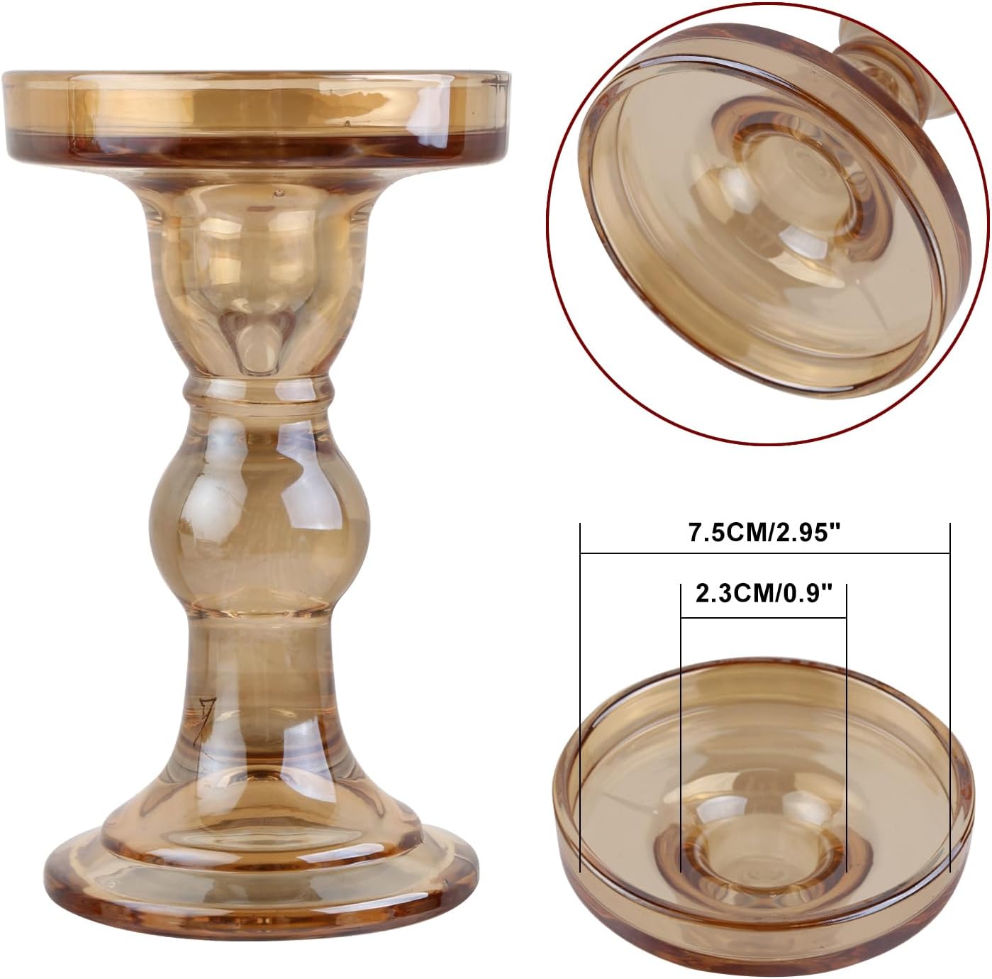 6-Piece Set of Glass Candlestick, Crystal Candlestick Holder Holder and Conical Candle, Christmas Candle Holder Decoration, Family Living Room Wedding Candle Holder (Clear 2sets)