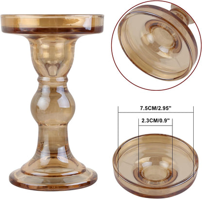 6-Piece Set of Glass Candlestick, Crystal Candlestick Holder Holder and Conical Candle, Christmas Candle Holder Decoration, Family Living Room Wedding Candle Holder (Clear 2sets)