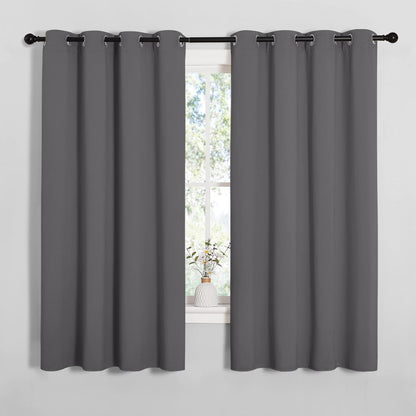 NICETOWN Halloween Pitch Black Solid Thermal Insulated Grommet Blackout Curtains/Drapes for Bedroom Window (2 Panels, 42 inches Wide by 63 inches Long, Black) - Colors E