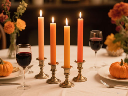 12-Pack Earth Tone Taper Candles, 10 Inch Unscented Dripless Candlesticks, Long-Lasting Burn Time of 7-8 Hours, Perfect for Fall Harvest Halloween Thanksgiving Dinners Parties and Home Décor