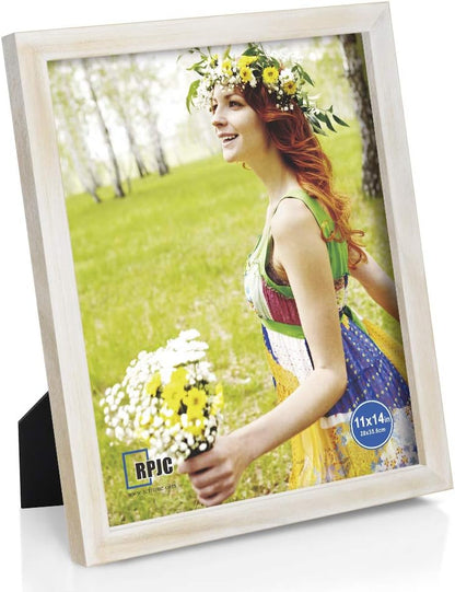RPJC 5x7 Picture Frames Made of Solid Wood High Definition Glass for Table Top Display and Wall Mounting Photo Frame Black