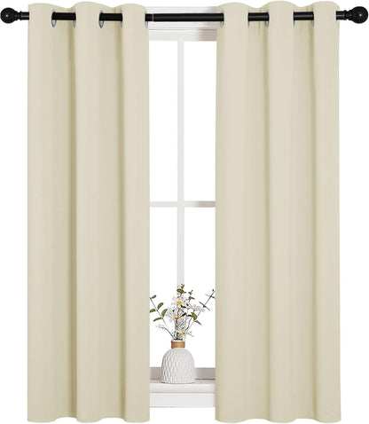 NICETOWN Halloween Pitch Black Solid Thermal Insulated Grommet Blackout Curtains/Drapes for Bedroom Window (2 Panels, 42 inches Wide by 63 inches Long, Black) - Colors C