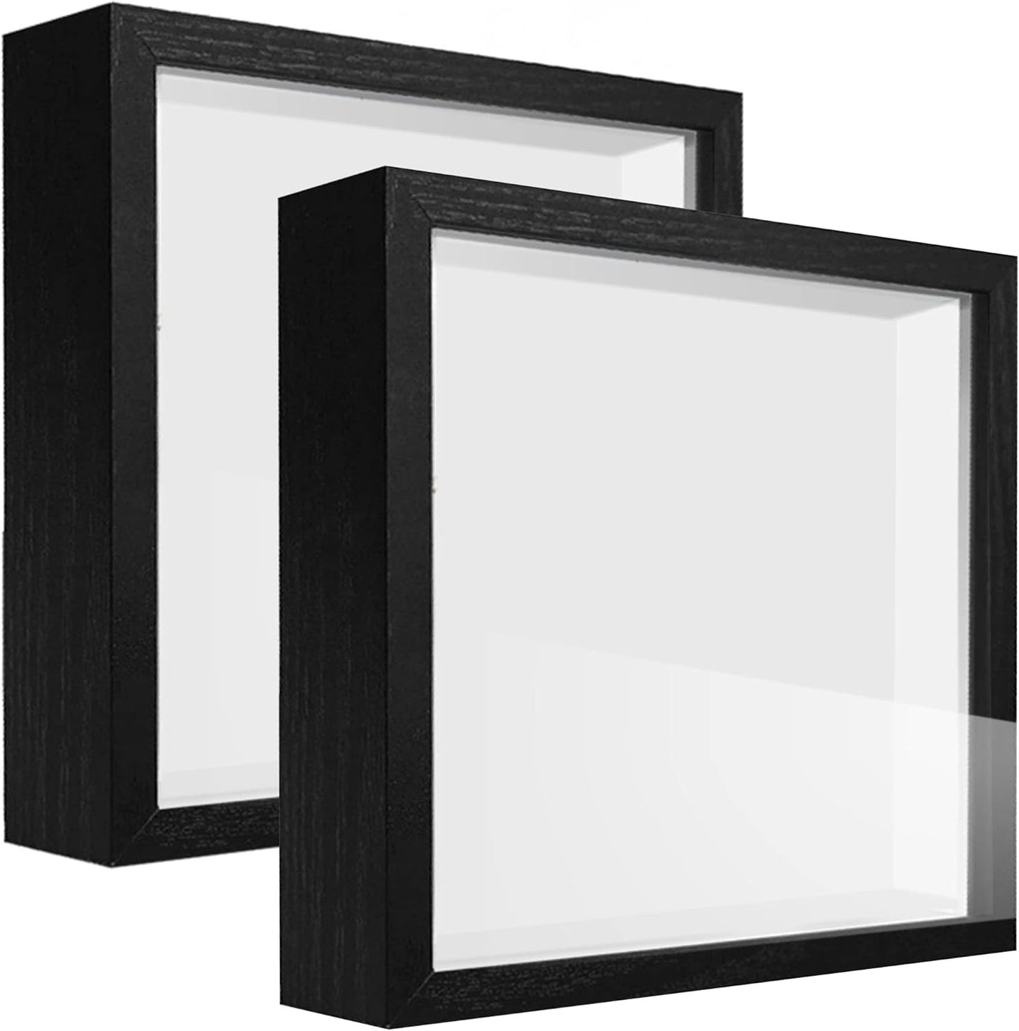8x8 Shadow Box Frame Display Case with Letter Stickers, 3D Picture Frame, Display Case Box for Memorabilia, Baby Items, Wedding Memories, Crafts, Tickets and Photos (White, 8x8)