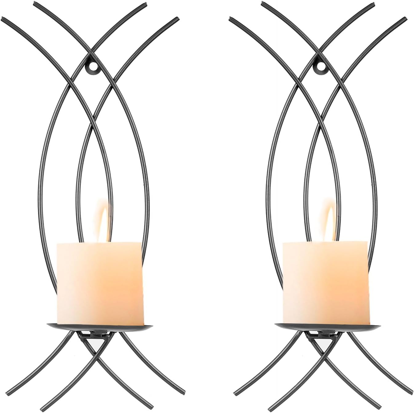 Gold Wall Sconce Set of 2, Metal Candle Holder, Modern Hanging Decoration for Living Room, Farmhouse,Wall Mounted Candelabra with Minimalist Lines,Gothic Antique Decor