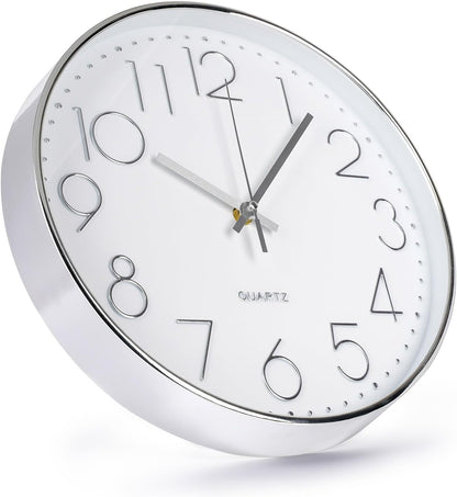 Wall Clock 12 Inch Non-Ticking Silent Modern Simple Style Round Decor Clock Gold Stereoscopic Dial Quartz Wall Clocks for Home/Office/School/Living Room/Bedroom/Kitchen
