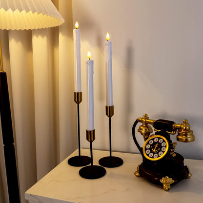 Homemory 6 Pcs Flameless Taper Candles with Remote, Timer, Dimmer, Ivory Battery Operated CandleSticks with Flickering Light, Plastic Led Window Candles, 9.6 Inches for Halloween Christmas Decoration