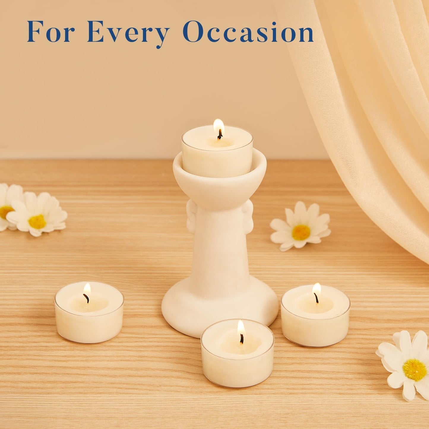 Crenovo Tea Lights Candles 100 Pack, Natural Soy Wax Tealights Candles Bulk 6 Hours Non-Toxic, Long Burning, Unscented Small Votive Cup Candles for Wedding, Party, Dinner, Emergency
