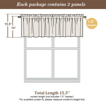 Chyhomenyc Sheer White Valances for Windows 2 Pack, Small Window Curtains for Living Room Bathroom Cafe Laundry Basement, Modern Top Dual Rod Pocket Voile Curtain, 42W x 14L inches, White - Colors B