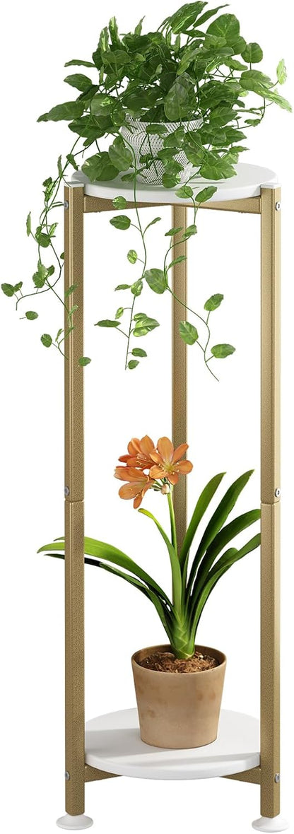 Plant Stand Indoor Corner Tall 2 Tier Metal Modern Flower Storage Plant Shelf Holder for Living Room Balcony Garden,Black (2 Tier-Black Round)