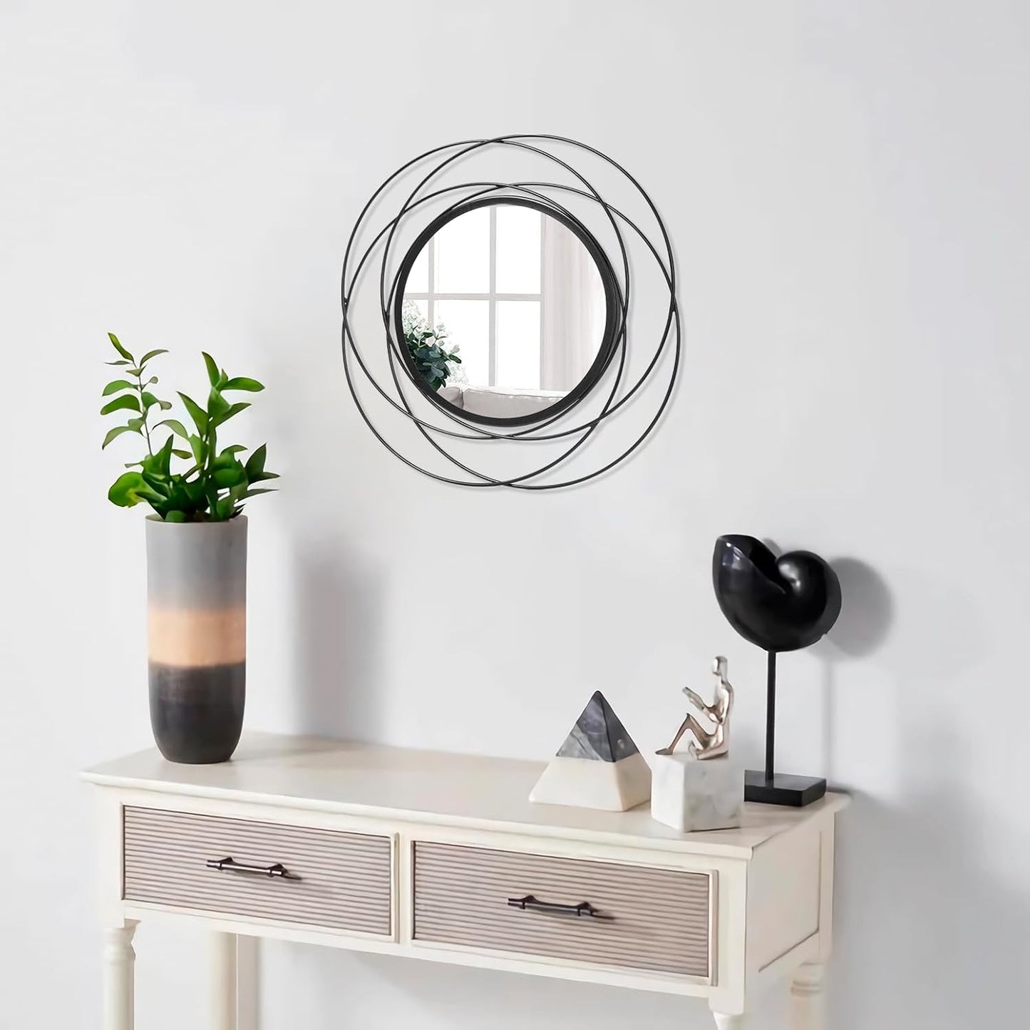 Gold Sunburst Mirrors for Wall Decorative Metal Round Art Mirrors Large Wall Decor Hanging Mirror for Bathroom Bedroom Living Room Vanity Entryway 16"