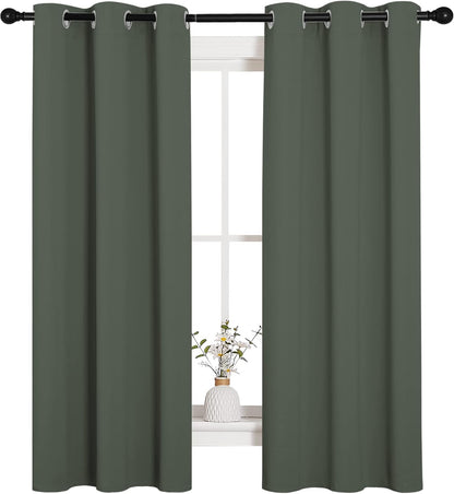NICETOWN Halloween Pitch Black Solid Thermal Insulated Grommet Blackout Curtains/Drapes for Bedroom Window (2 Panels, 42 inches Wide by 63 inches Long, Black) - Colors C