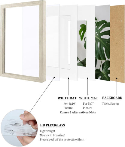 Egofine 12x16 Picture Frame Black, Covered by Plexiglass Made of Solid Wood, Display Pictures 9x12 and 11x14 with Mat or 12x16 Without Mat, for Wall Mounting Photo Frame - Colors B