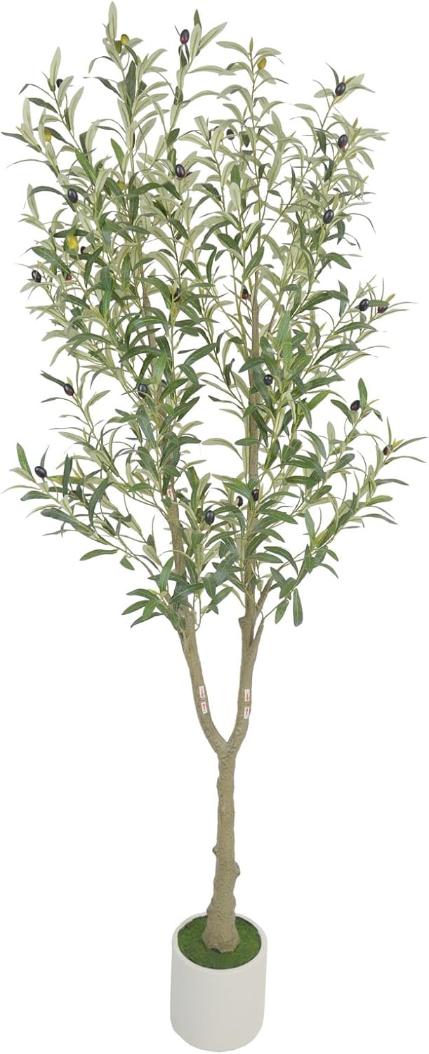 Faux Olive Tree, 5FT Artificial Olive Trees with Lifelike Olive Branches and Fruits, Fake Floor Plants with Pot for Indoor Home Office Living Room Outdoor Decor