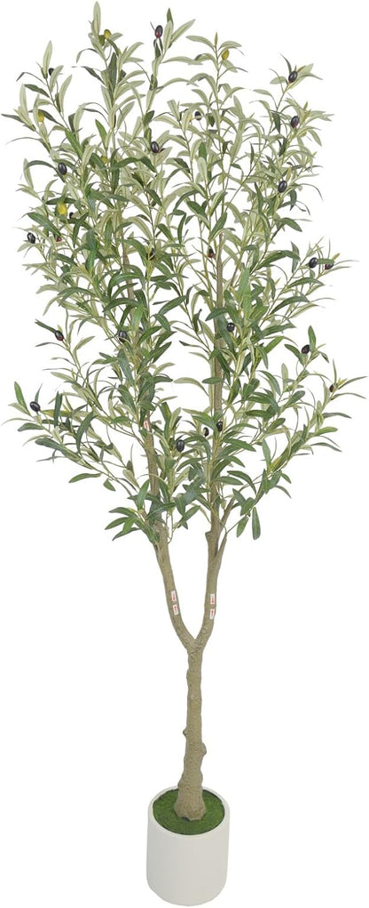 Faux Olive Tree, 5FT Artificial Olive Trees with Lifelike Olive Branches and Fruits, Fake Floor Plants with Pot for Indoor Home Office Living Room Outdoor Decor