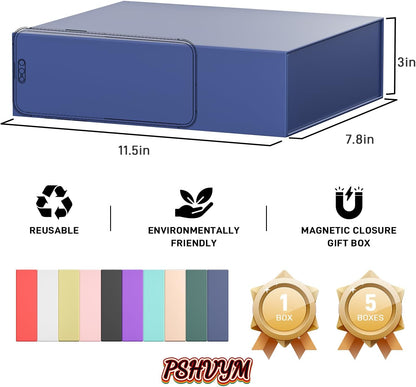 PSHVYM Gift Boxes with Lids, 11.5x7.8x3 In Forest Green Gift Box for Presents Magnetic Closure for T-Shirts, Gloves, Scarves, Books, Baby Clothes, Robes Clothing Gift Wrap, Contains Card, Ribbon
